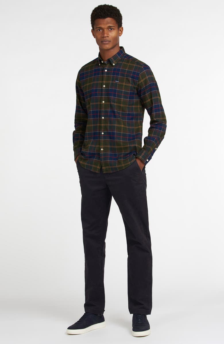 Barbour Kyeloch Herringbone Plaid Button-Down Flannel Shirt, Alternate, color, Classic Tartan