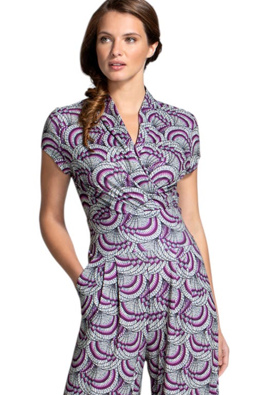 Hotsquash London Clothing Printed Wideleg Jumpsuit In Purple Kimono Print