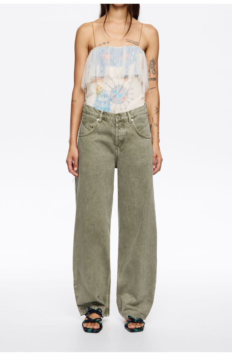 Bimba y Lola Washed Denim Jeans, Main, color, Light Green