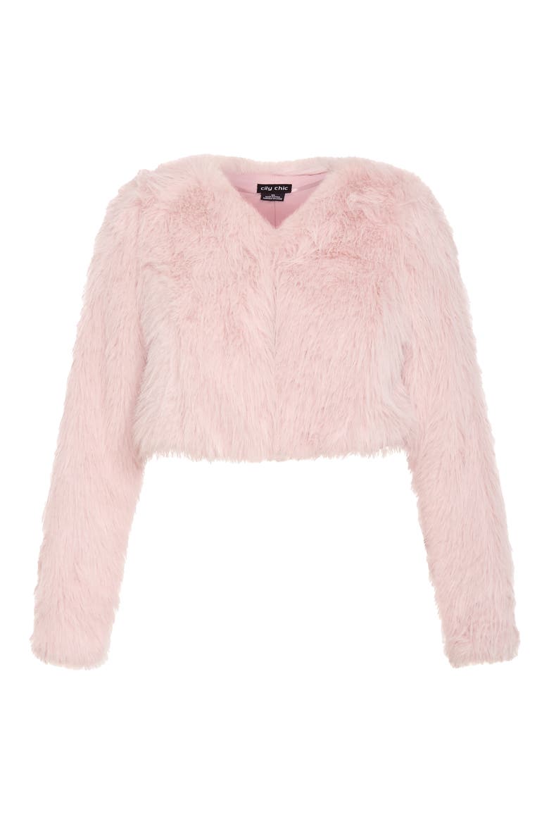 Angelica Faux Fur Crop Jacket, Alternate, color, PINK