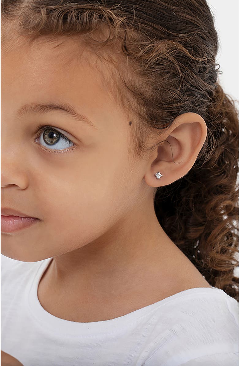 In Season Jewelry My First Princess Solitaire Earrings, Alternate, color, Silver