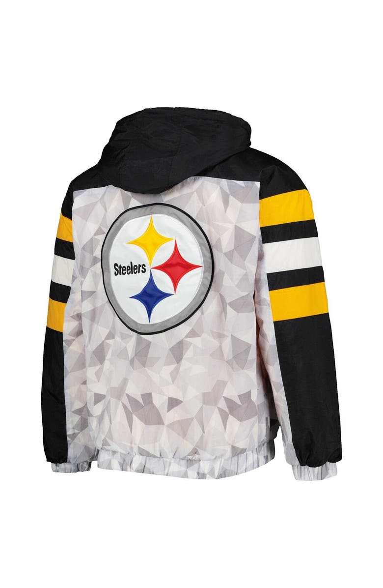 STARTER Men's Starter White/Black Pittsburgh Steelers Thursday Night Gridiron Raglan Half-Zip Hooded Jacket, Alternate, color, White