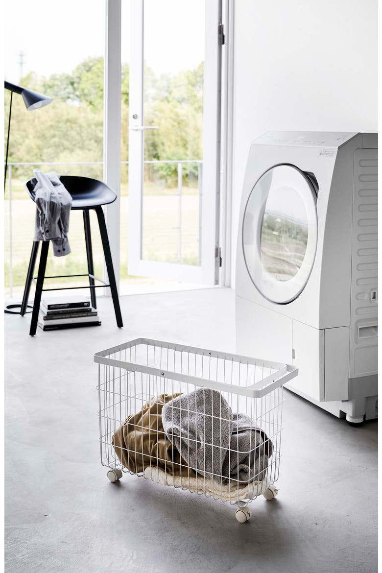 Rolling Laundry Basket, Alternate, color, WHITE
