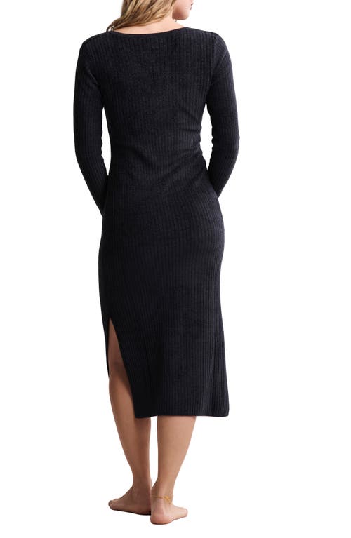 Barefoot Dreams Cozychic® Ultra Lite® Rib Scoop Neck Midi Dress In Black