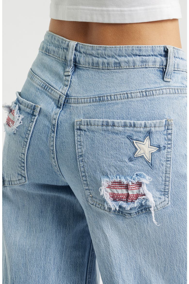 Joey Super Wide Leg Jeans with Star Appliqué, Alternate, color, LIGHT BLUE