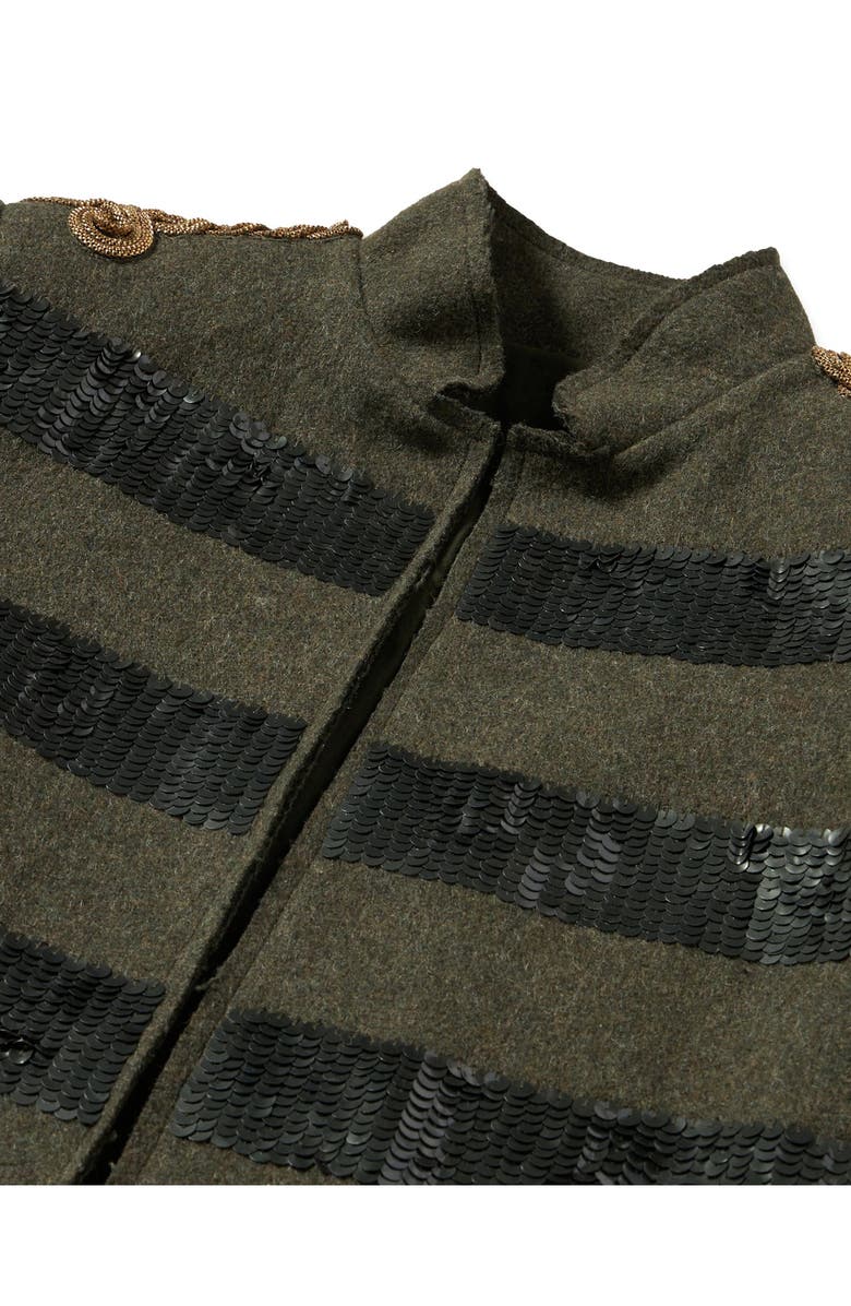 Fortela Classic Wool Pailettes Jacket, Alternate, color, Military Green