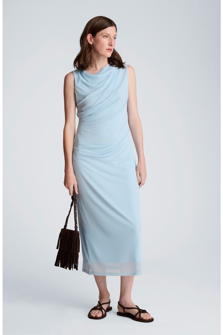 Ruched Sleeveless Midi Dress, Alternate, color, TRANQUIL BLUE