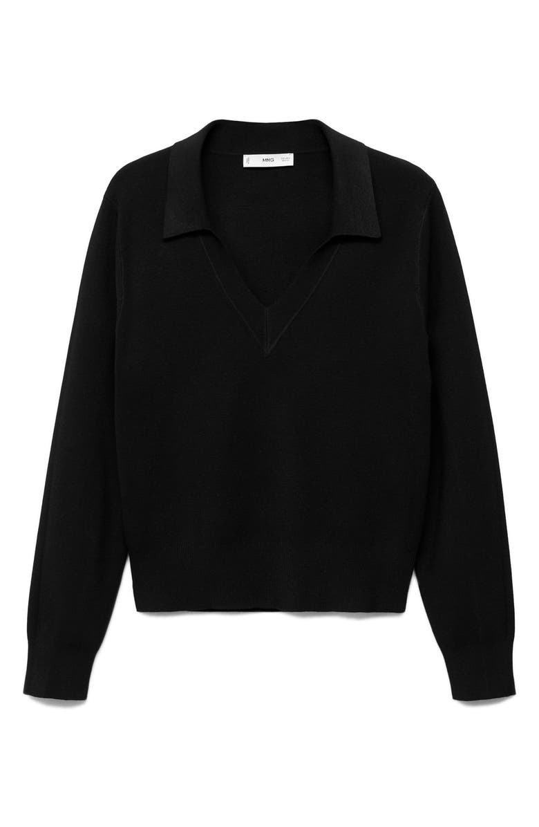MANGO Johnny Collar Sweater, Alternate, color, Black