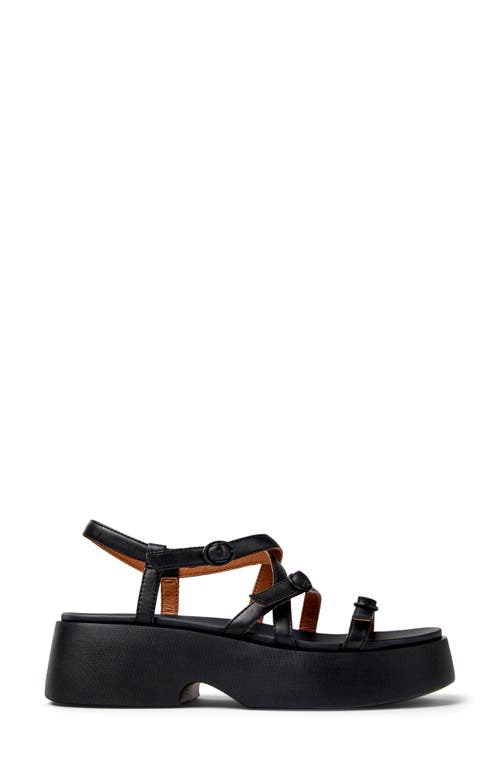 Camper Tasha Ankle Strap Platform Sandal In Black