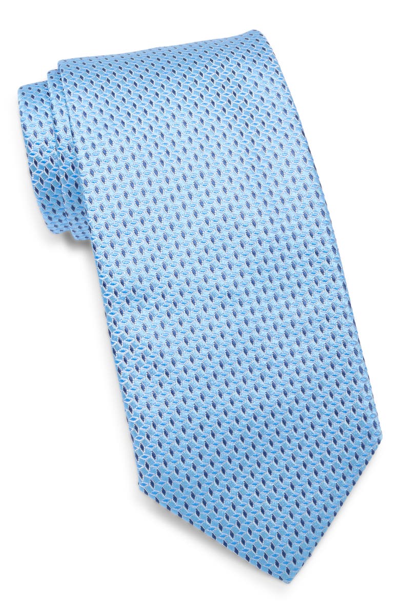 David Donahue Geo Jacquard Silk Tie, Main, color, Sky