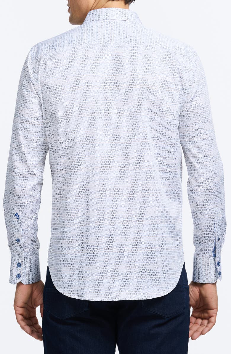 Robert Graham Akehurst Geo Print Stretch Cotton Button-Up Shirt, Alternate, color, Blue Multi