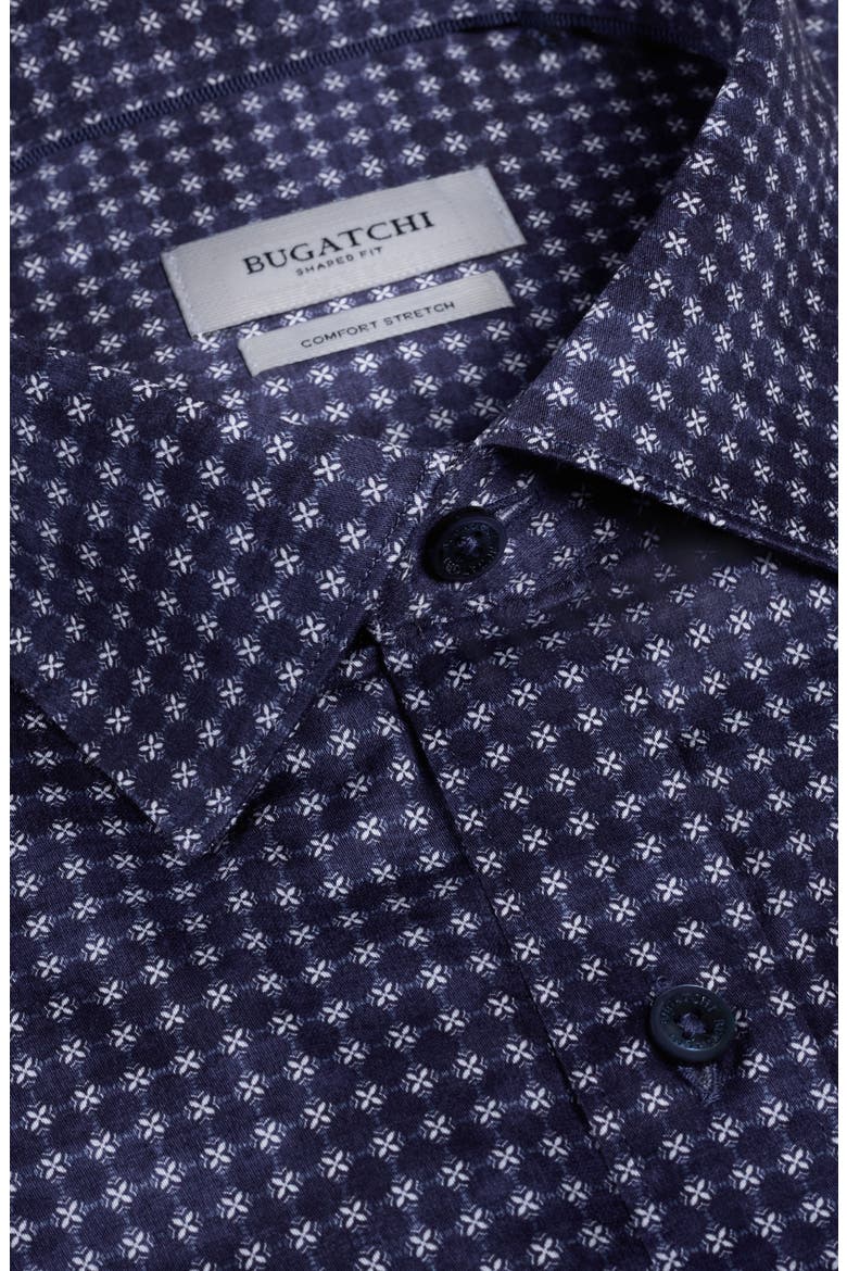 Axel Shaped Fit Geo Floral Stretch Cotton Button-Up Shirt, Alternate, color, NAVY