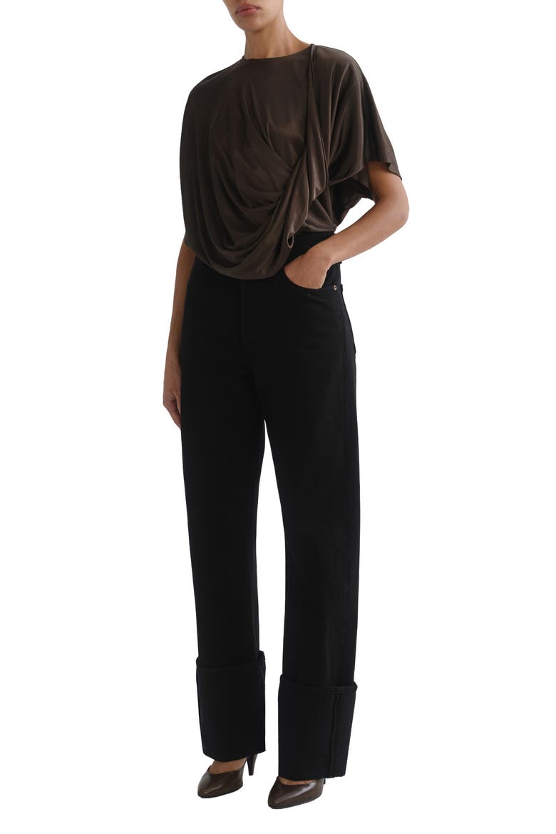 Milena Twisted Drape Tee, Alternate, color, BRONZE
