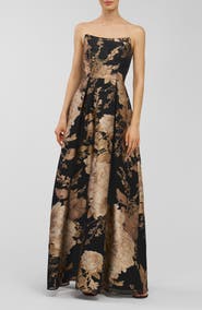 Kay Unger Willow Metallic Strapless Gown