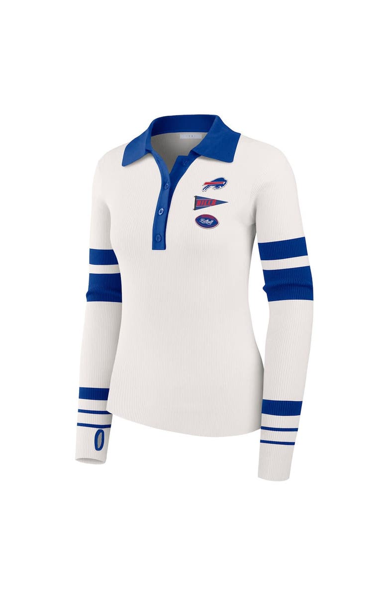 WEAR by Erin Andrews Women
s WEAR by Erin Andrews White Buffalo Bills Ribbed Henley Polo Sweater, Alternate, color, White
