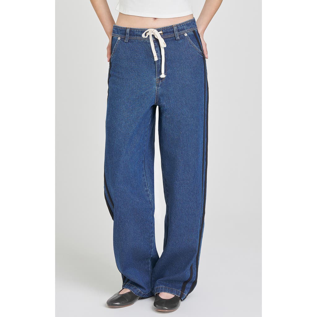 Wayf Mercer Denim Track Pants In Blue