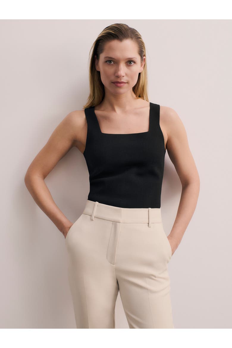 Keighley Square Neck Knit Top, Main, color, Black