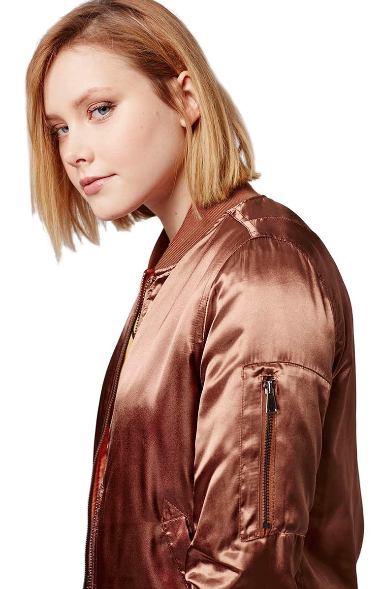 Topshop 'MA1' Shiny Bomber Jacket, Alternate, color, 