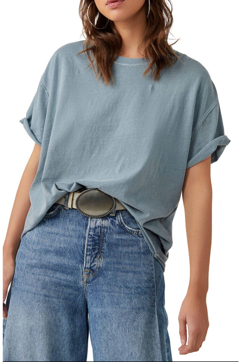 We The Free Nina Crewneck Cotton T-Shirt, Main, color, BLUE MIRAGE