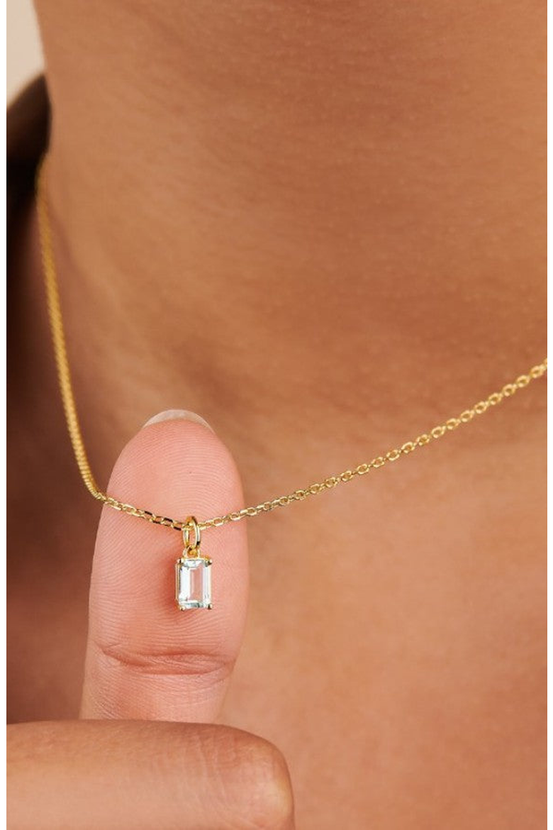 Birthstone Necklace, Alternate, color, Aquamarine/March