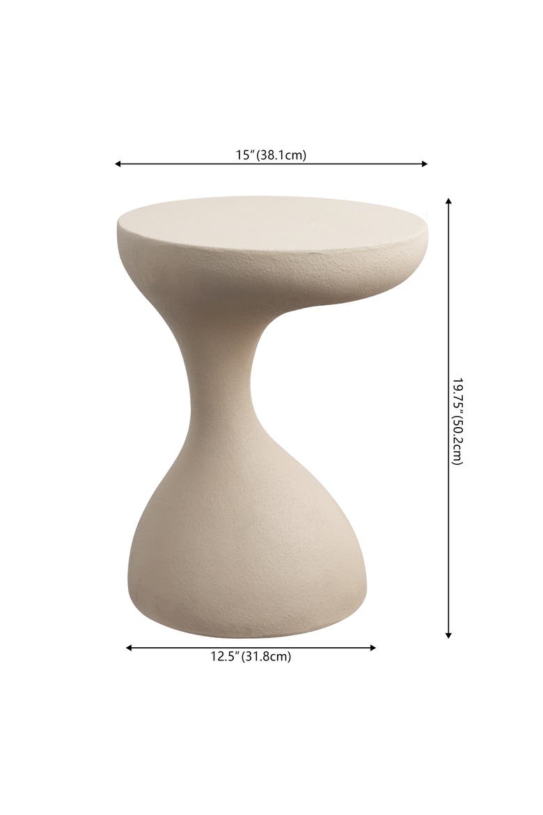 Brady Minimalist Geometric Polyresin Indoor/Outdoor Accent Table & Garden Stool, All-Weather Sculptural Side Table, Alternate, color, Mocha