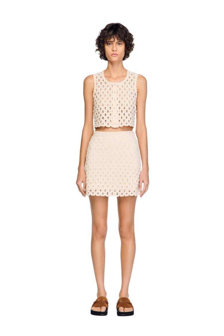 Short beaded crochet skirt, Alternate, color, Ecru