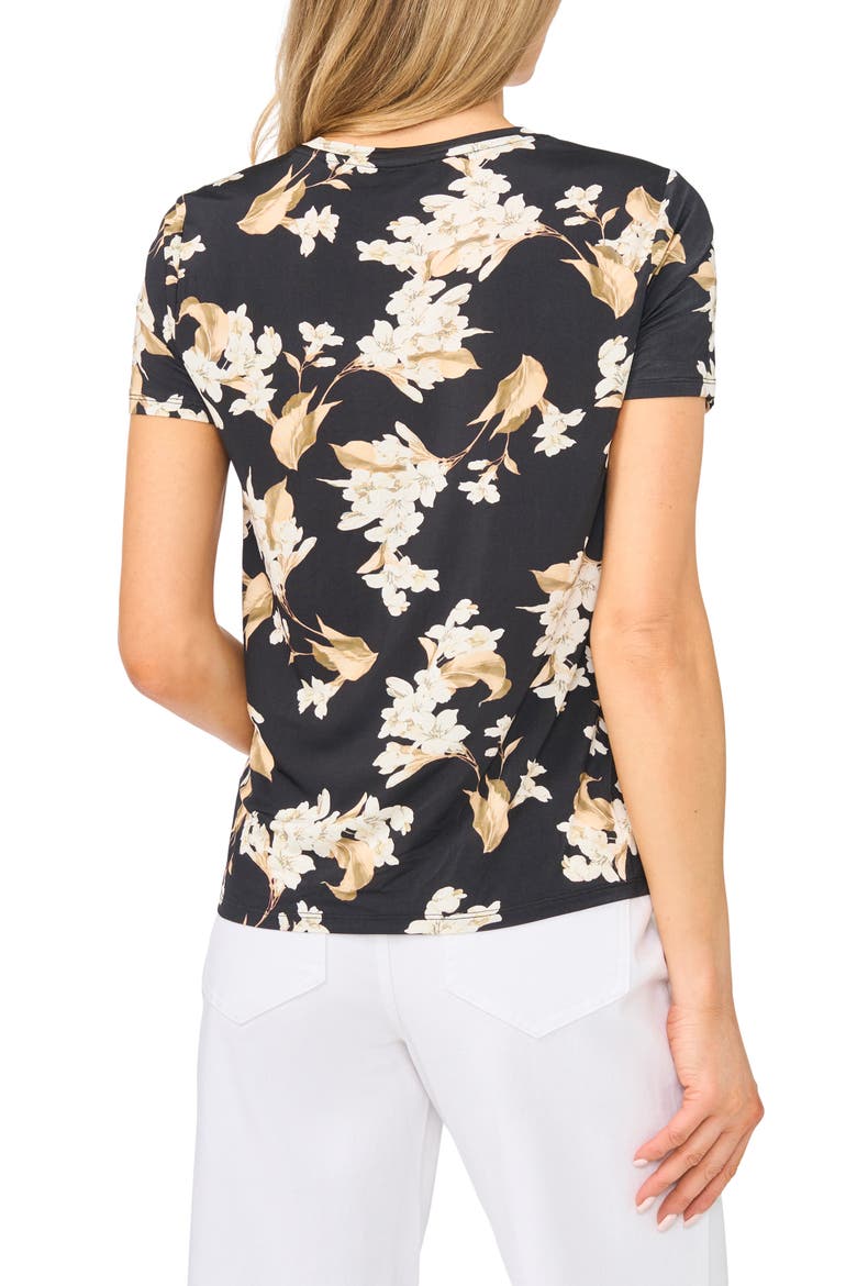 Spencer Floral Short Sleeve Top, Alternate, color, RICH BLACK