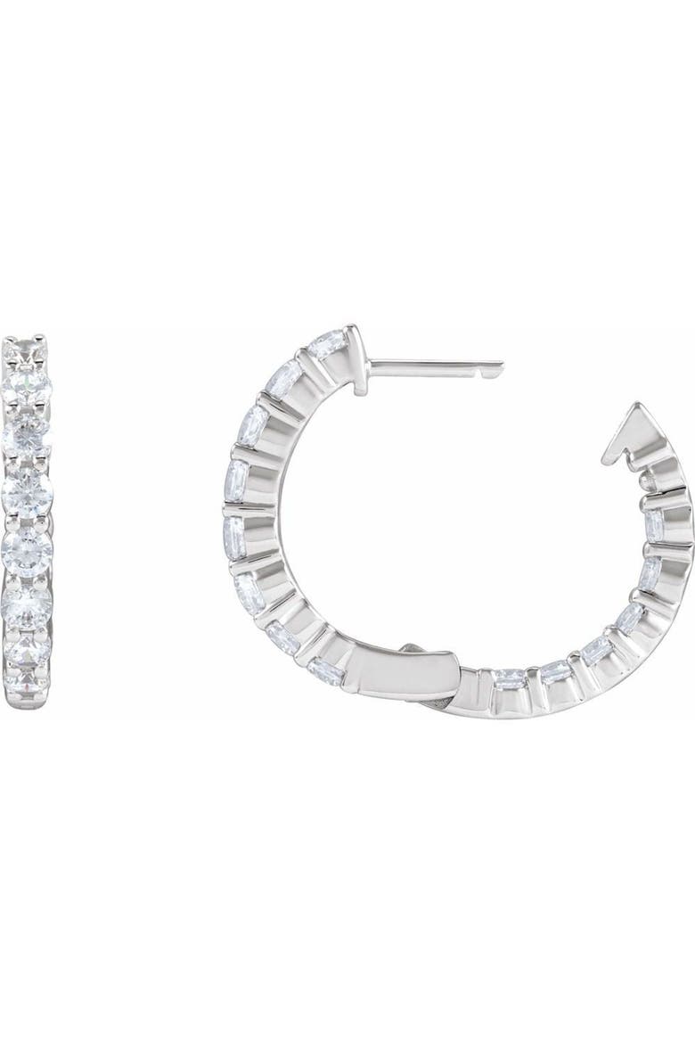 2 CT Lab-Grown Diamond Hoop Earrings in 14K Gold, Alternate, color, White