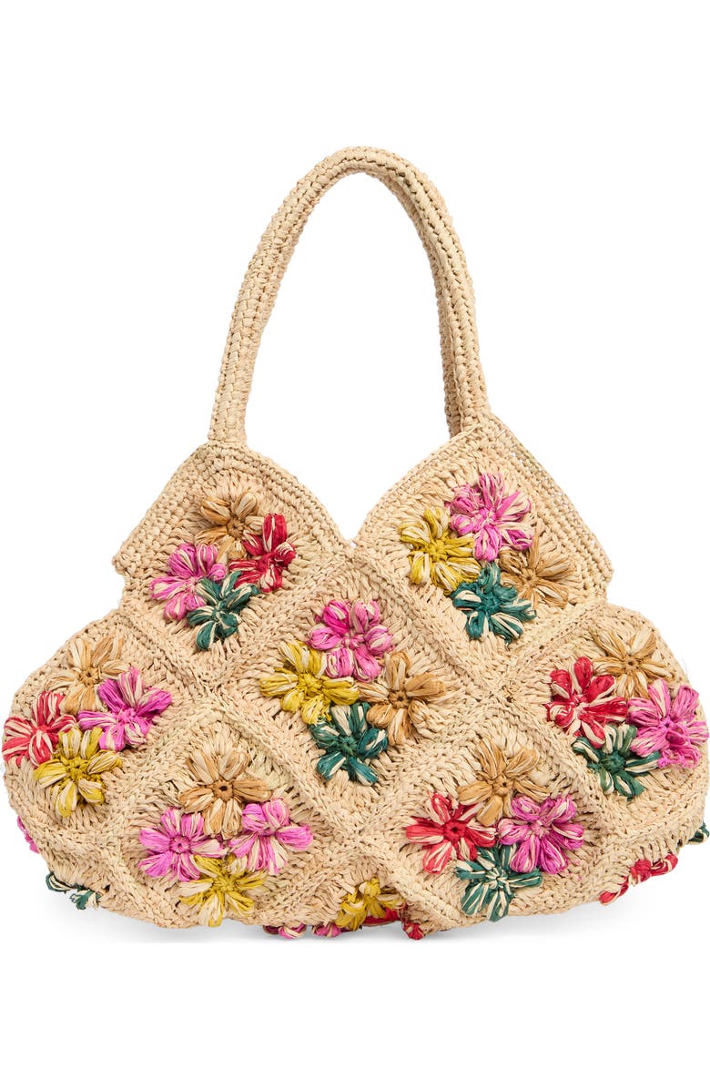 URBAN EXPRESSIONS HANDBAGS Raffia Hobo Bag, Main, color, Beige Multi