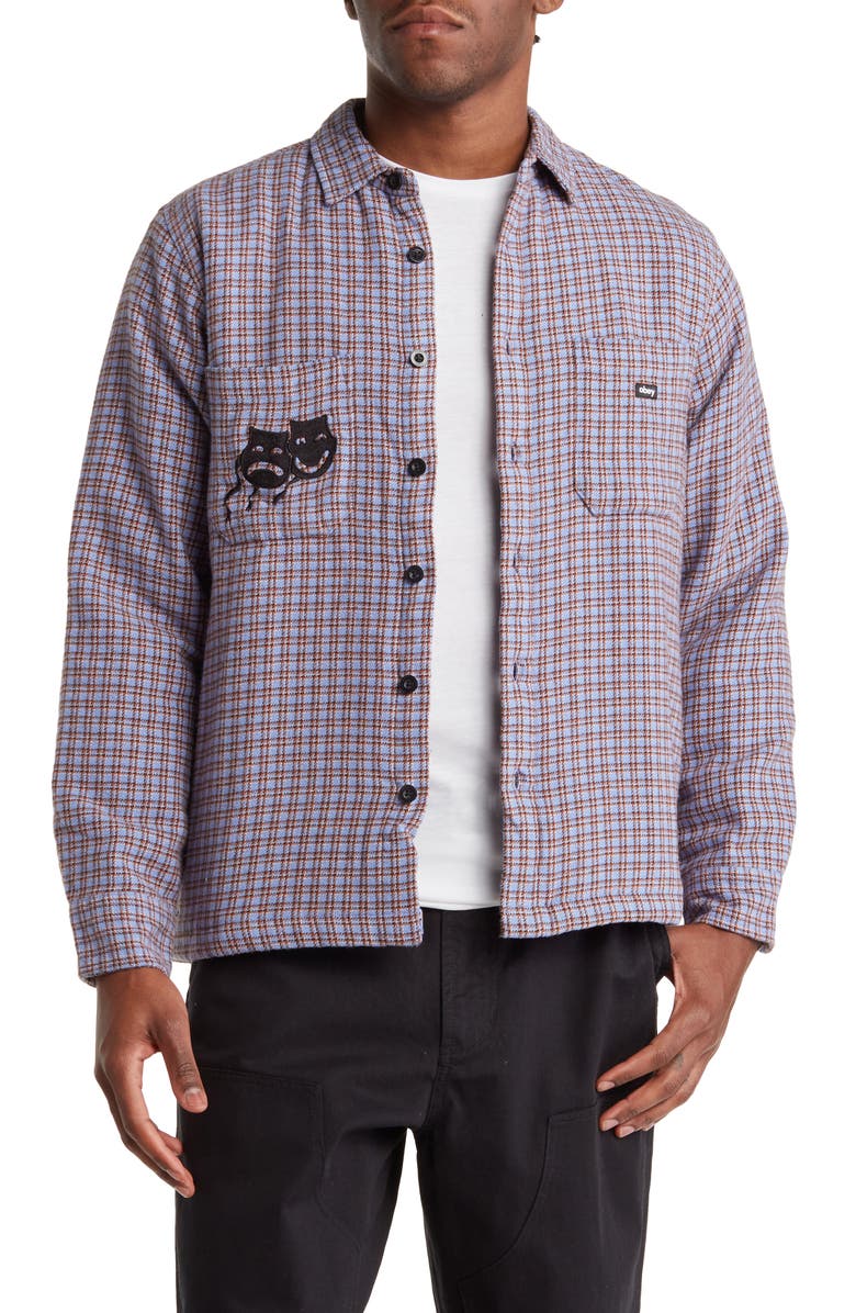 Obey Oscar Grid Plaid Organic Cotton Shirt Jacket, Main, color,