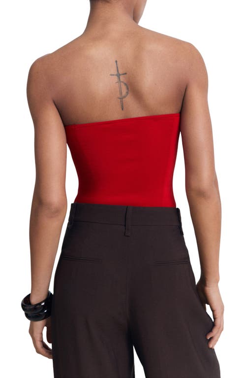 Mango Strapless Fitted Top Red In Red