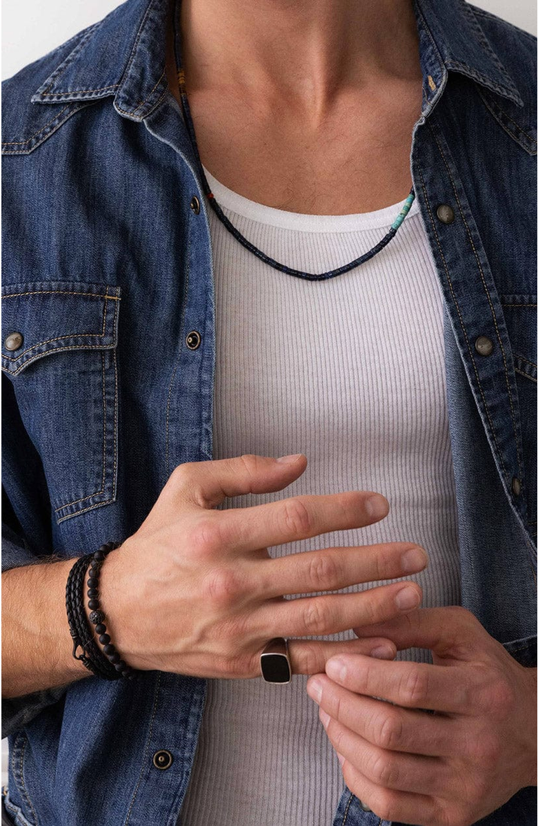 Nialaya Wrap Around Leather Bracelet, Alternate, color, Black