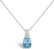 Haus of Brilliance Silver Blue Topaz and Diamond Accent Textured Pendant Necklace