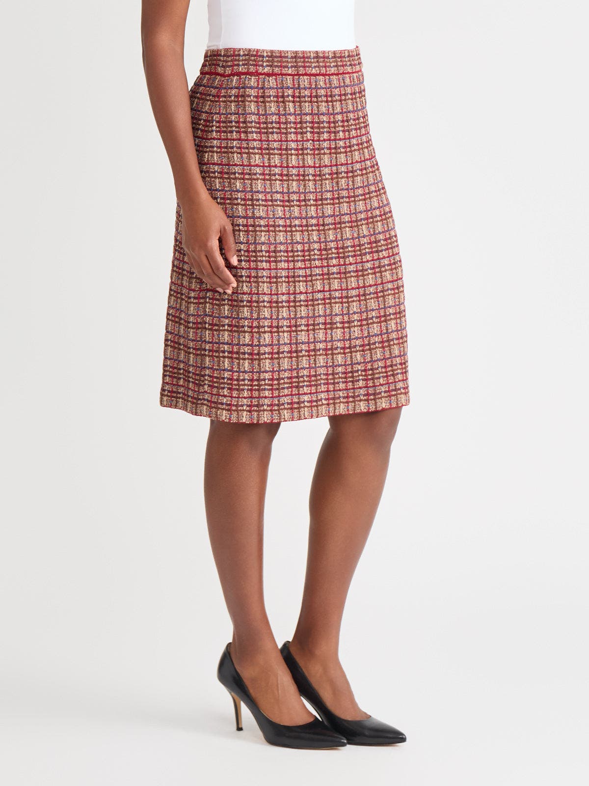 Plaid Multi-Stitch Straight Skirt - image 2