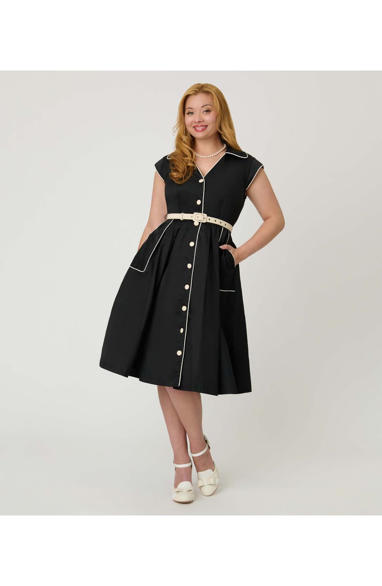 Unique Vintage Shirt Swing Dress, Alternate, color, Black & White Trim