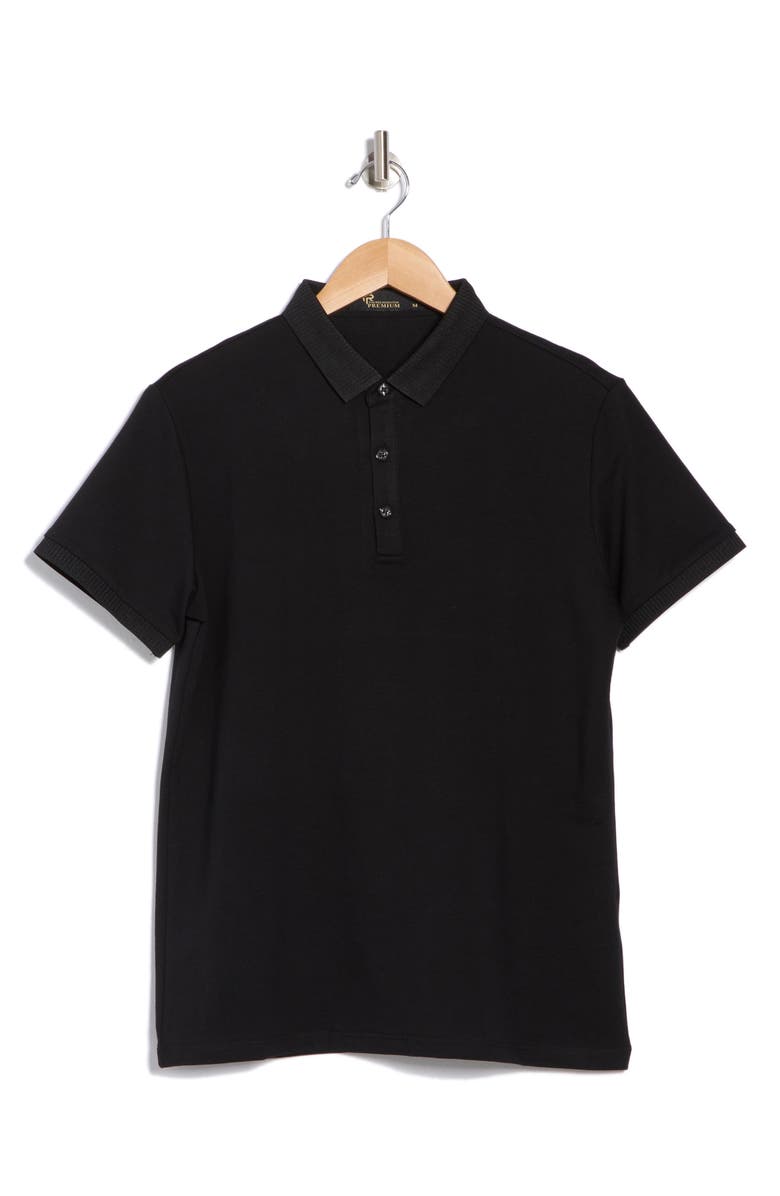 T.R. PREMIUM Slim Fit Stretch Cotton Polo, Alternate, color, Black