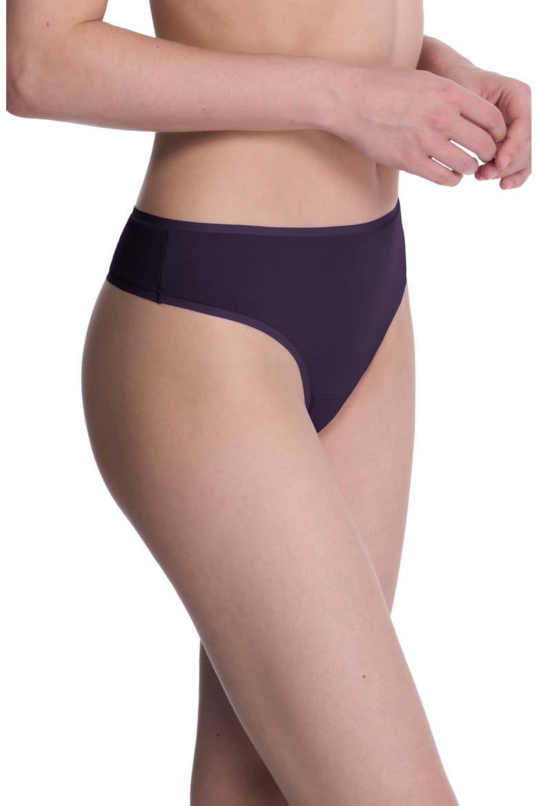 Bliss Bare Stretch Cotton Thong, Alternate, color, PURPLE DSK