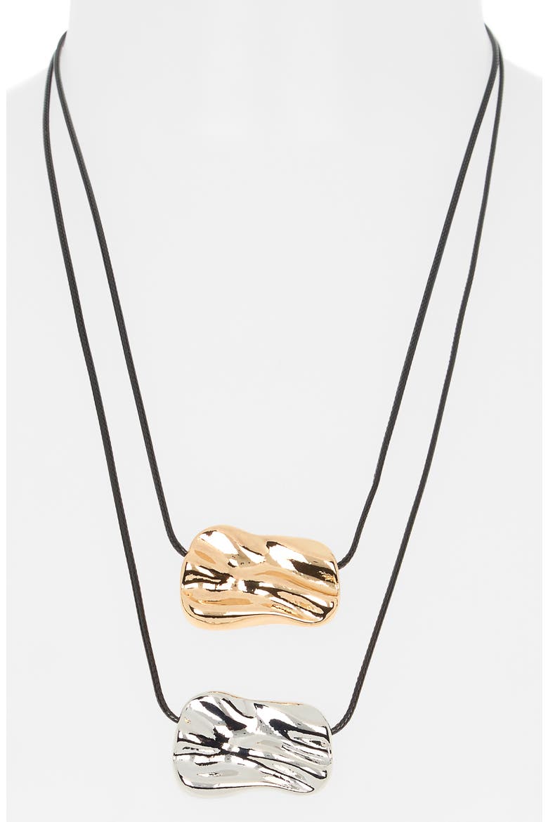 2-Pack Free Form Pendant Cord Necklaces, Alternate, color, GOLD/ SILVER