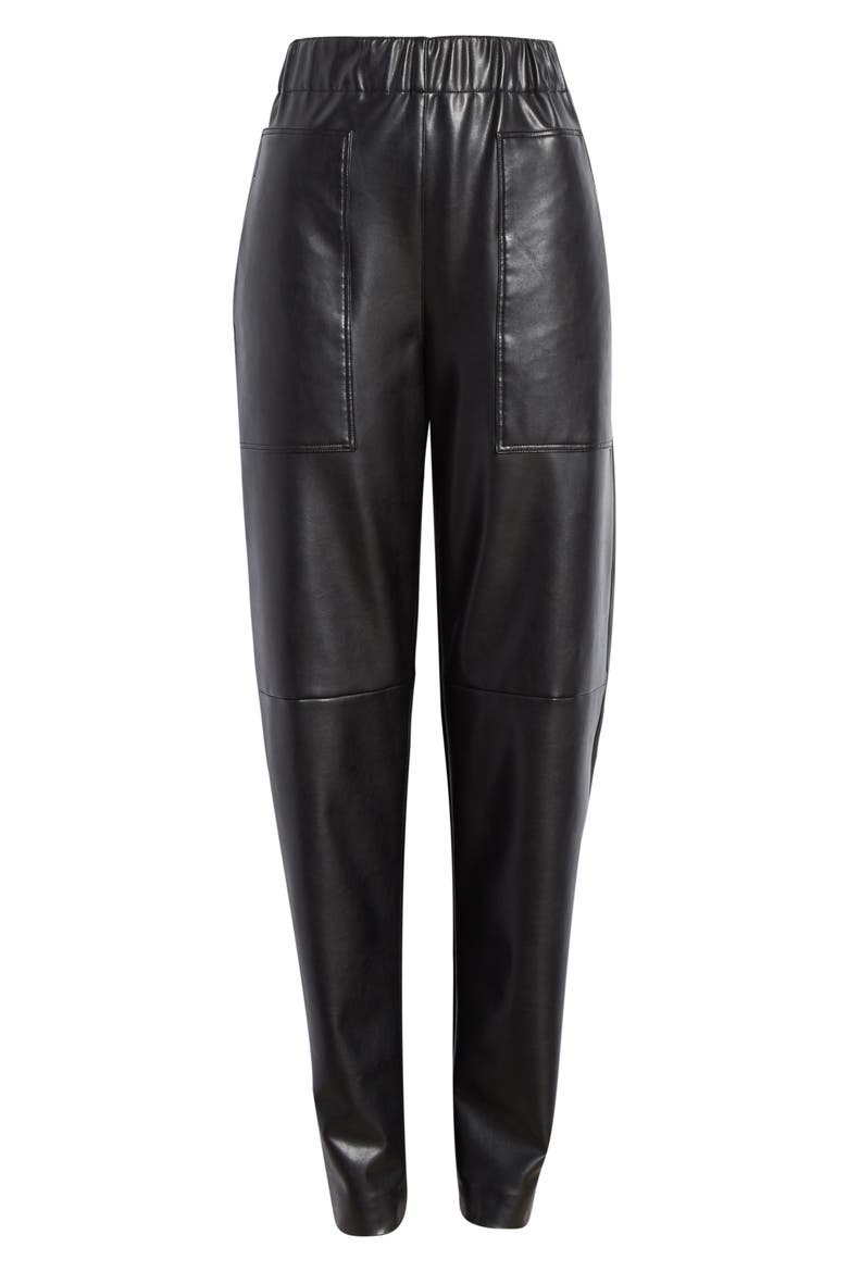 Faux Leather Jogger Pants, Alternate, color, BLACK