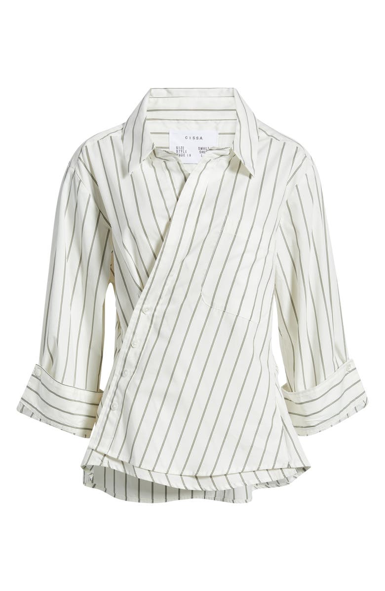 CISSA Asymmetric Stripe Wrap Shirt, Alternate, color, Fray Stripe