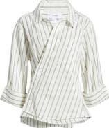 CISSA Asymmetric Stripe Wrap Shirt