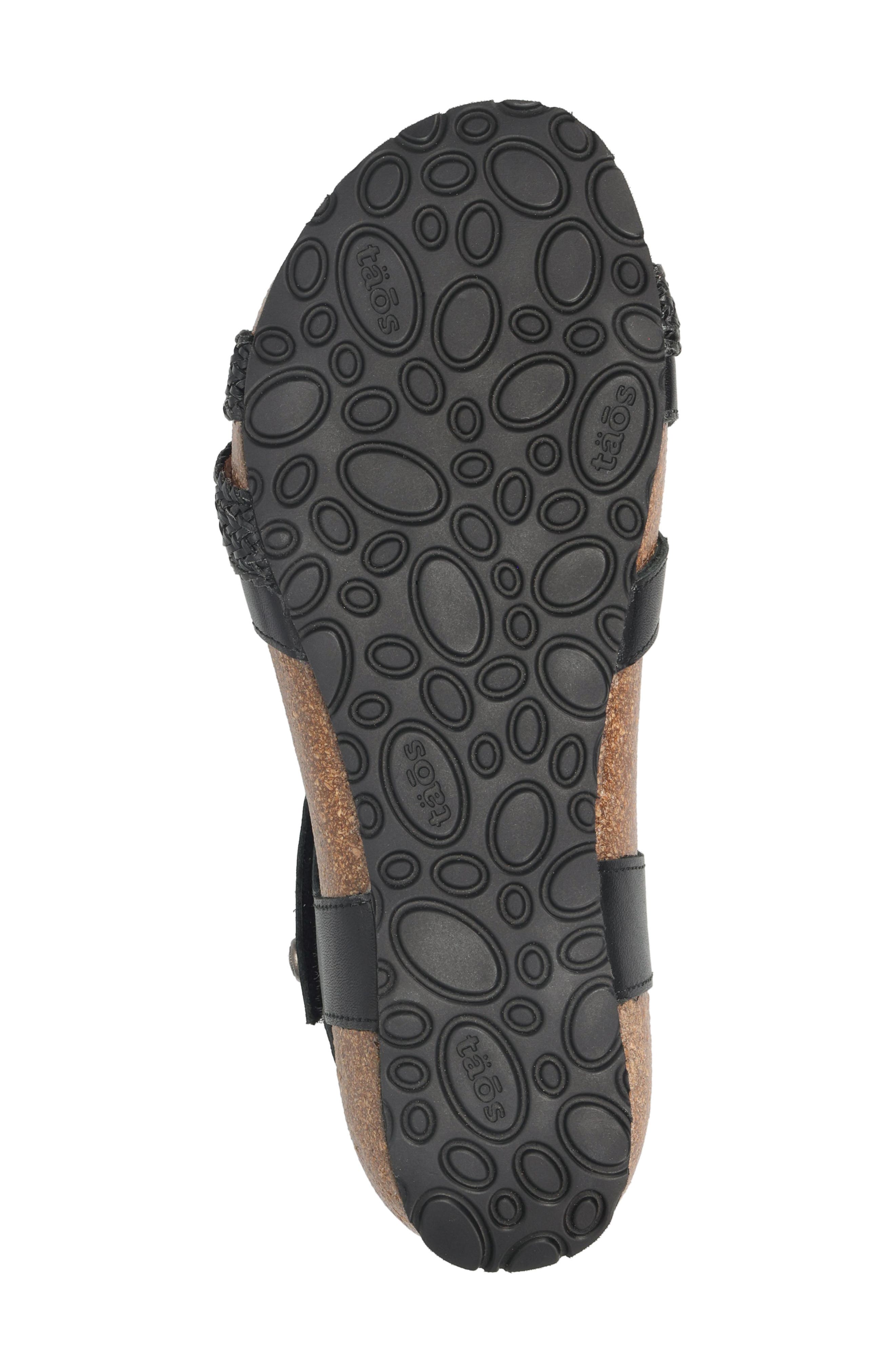 Taos 'Trulie' Wedge Sandal, Alternate, color, Black Leather