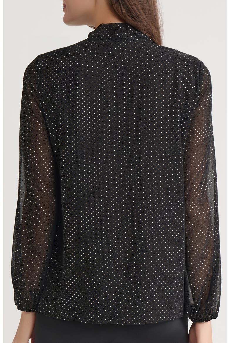 Ruffle Tie Front Top, Alternate, color, BLACK/ GOLD