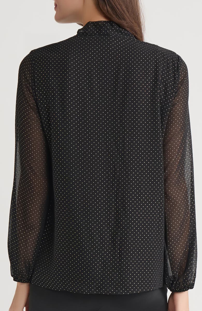 KASPER Ruffle Tie Front Top, Alternate, color, Black/ Gold