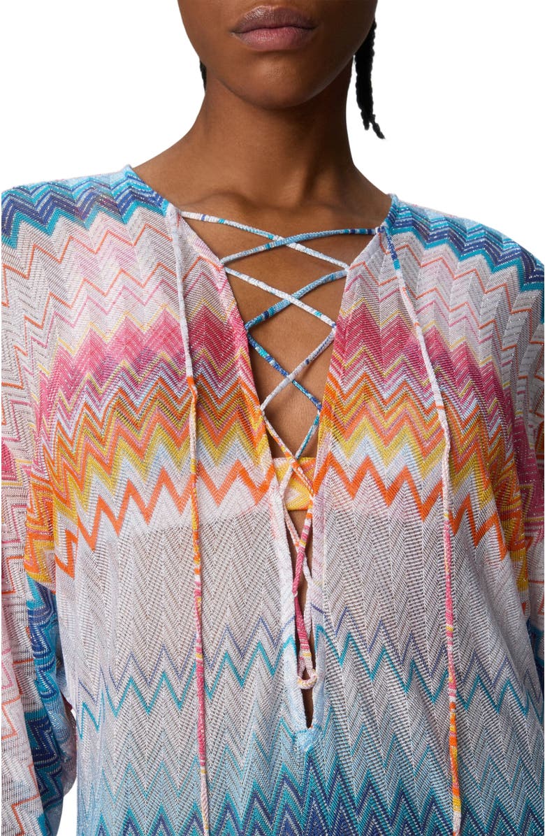 Missoni Long Cover-up In Zigzag Lamé Viscose Blend, Alternate, color, Multicoloured
