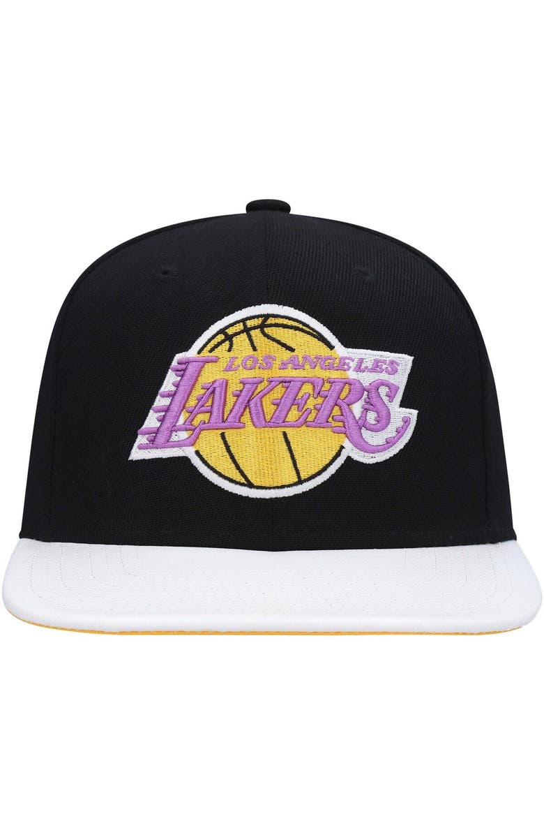 Mitchell & Ness Men's Mitchell & Ness  Black/White Los Angeles Lakers Hardwood Classics Wear Away Visor Snapback Hat, Alternate, color, 