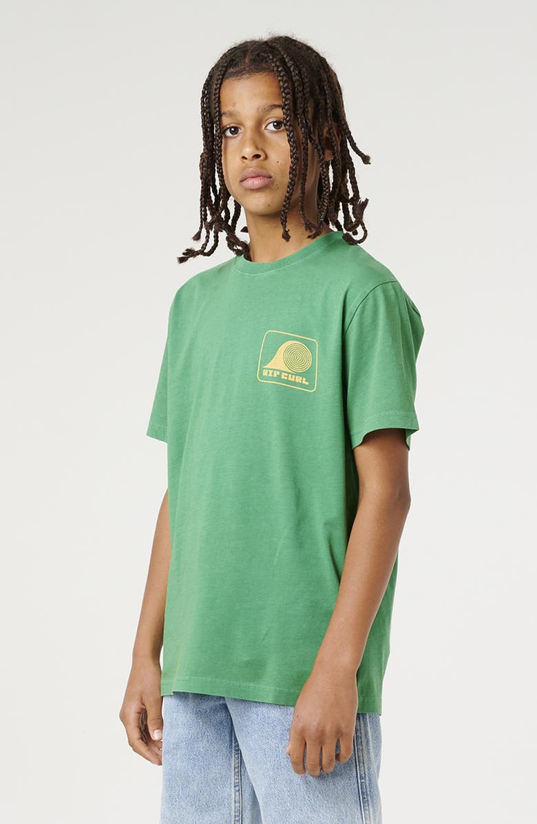 Rip Curl Kids' Rolling Wave Cotton Graphic T-Shirt, Main, color, Leaf Green