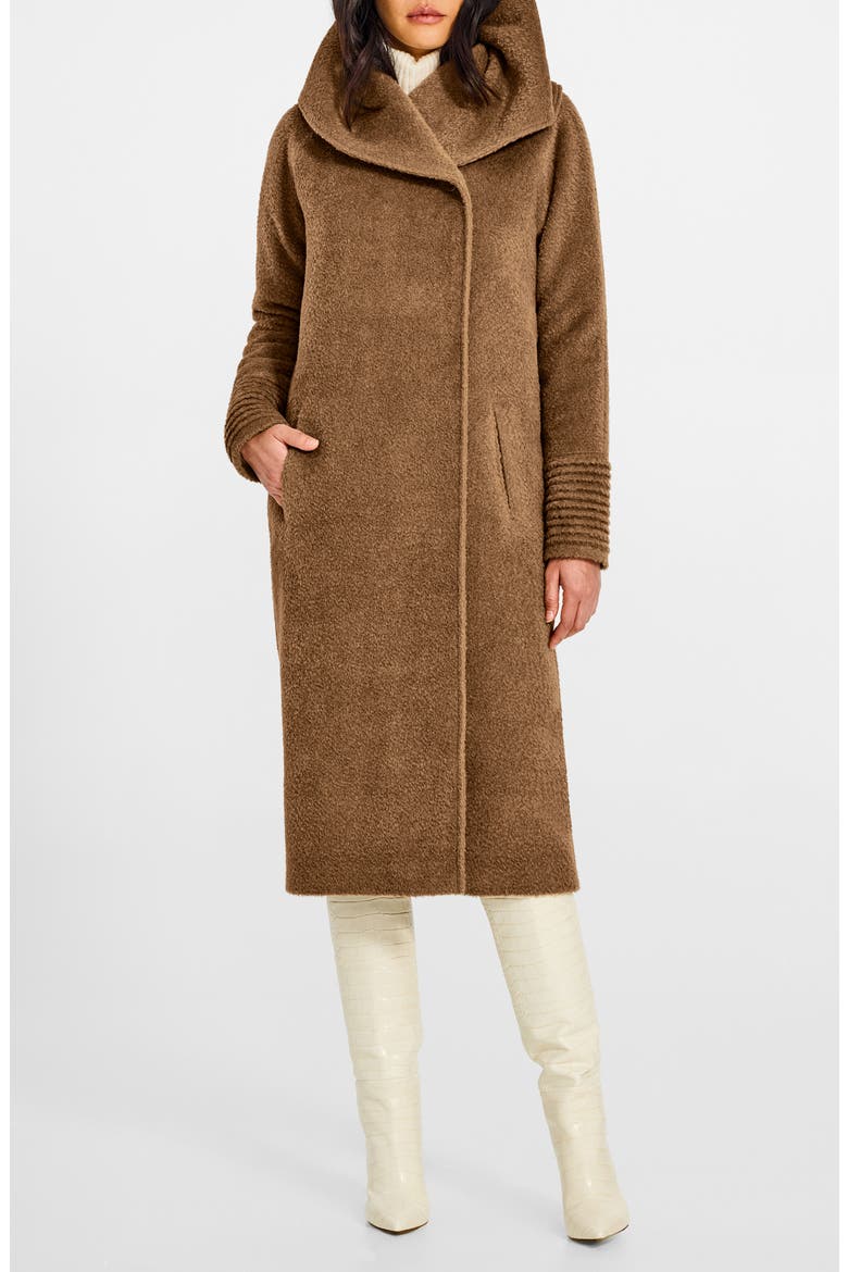 Hooded Wool & Alpaca Blend Coat, Main, color, DARK CAMEL