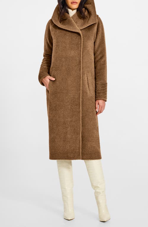 SENTALER Hooded Wool & Alpaca Blend Coat in Dark Camel 