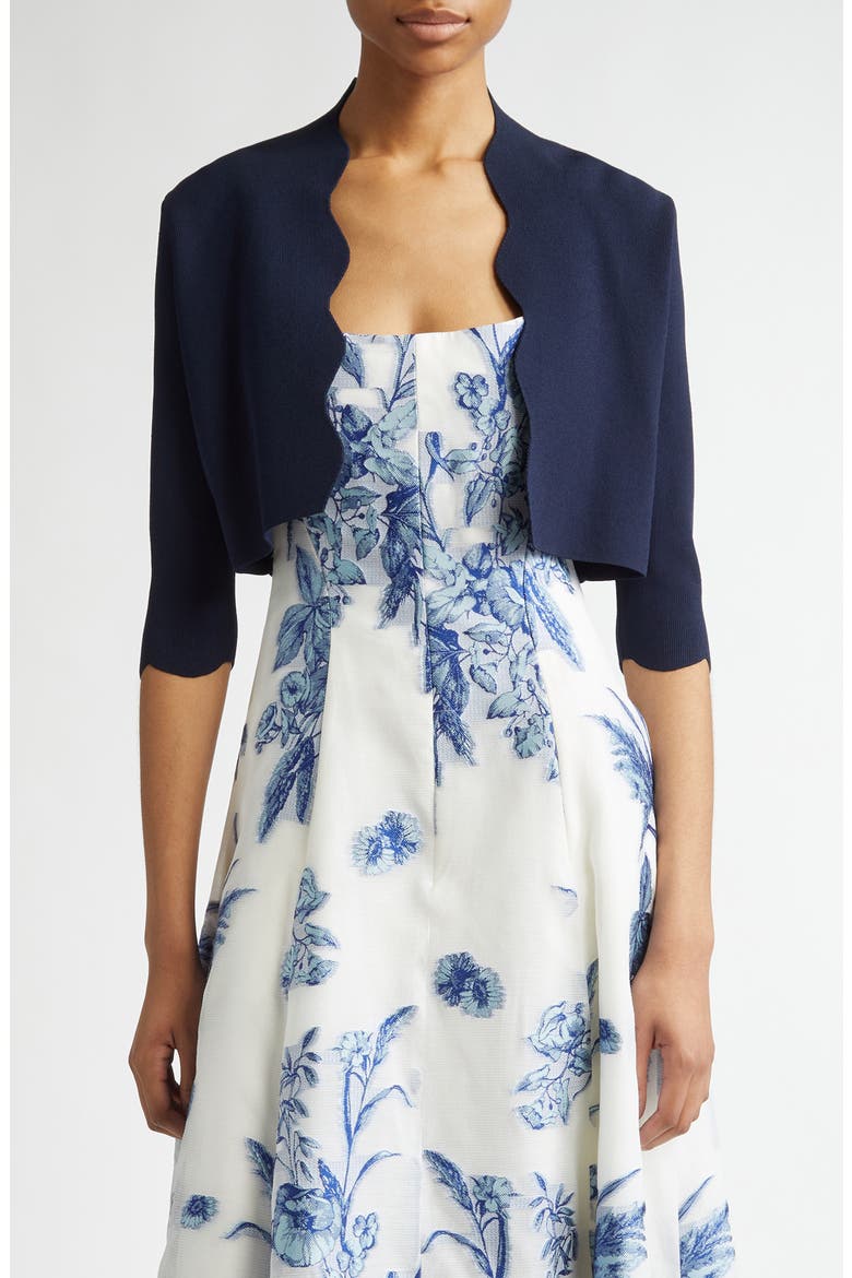 Scallop Trim Bolero, Main, color, NAVY